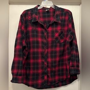 Terra & Sky Pus Size Embellished Flannel Long Sleeve Pocket Shirt